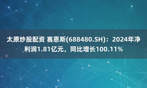 太原炒股配资 赛恩斯(688480.SH)：2024年净利润1.81亿元，同比增长100.11%